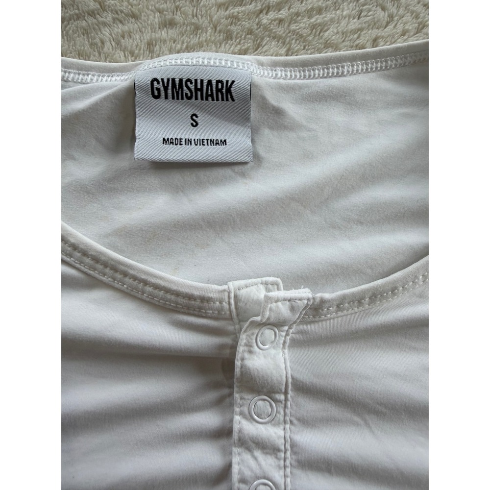 Gymshark Womens White Training Henley Crop Top Short Sleeve B9A5F Size S‎ - Picture 3 of 10